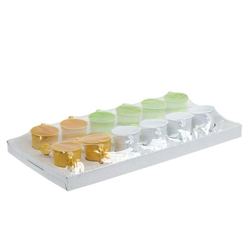Floristik24 Regadera Ø5,5cm H5,5cm 12pcs. Amarillo / verde / blanco