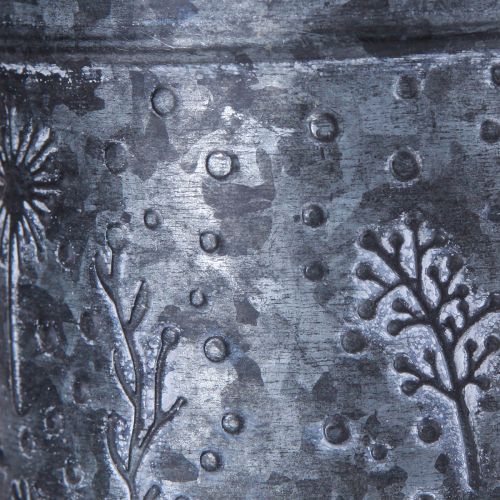 Artículo Regadera de metal con decoración de flores grises y negras Ø13cm H13cm