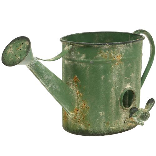 Floristik24 Regadera zinc verde con pájaro L32cm L15.5cm H16cm