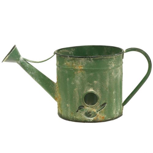 Floristik24 Regadera zinc verde con pájaro L32cm L15.5cm H16cm