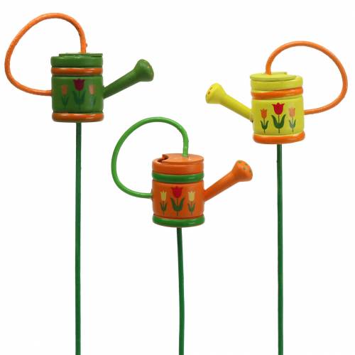 Artículo Regadera con tapón de flores madera verde, amarillo, naranja surtido 7,5 cm x 5,9 cm H30,5 cm 12 piezas