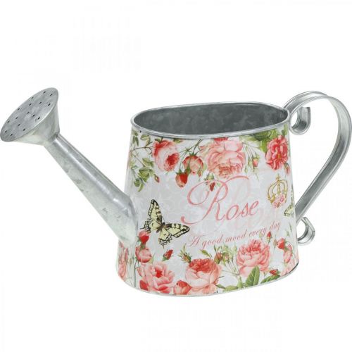 Jarra decorativa nostálgica, jarra de metal, jardinera con rosas H15.5cm L28.5cm