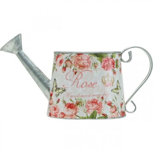 Artículo Jarra decorativa nostálgica, jarra de metal, jardinera con rosas H15.5cm L28.5cm
