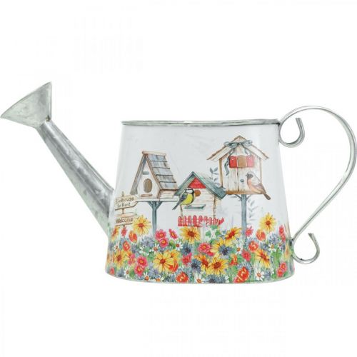 Floristik24 Regadera decorativa Maceta de metal Maceta de decoración de verano con casas de pájaros H15cm L28cm