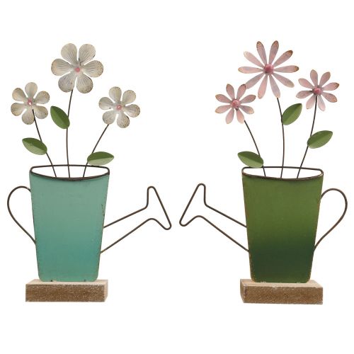 Floristik24 Regadera decoración mesa de metal decoración color óxido 23,5/24cm 2 piezas