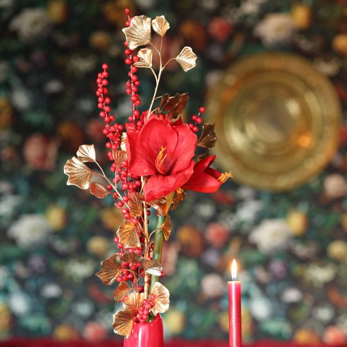 Rama de gingko planta artificial decorativa bronce brillo 84cm | Floristik24.es