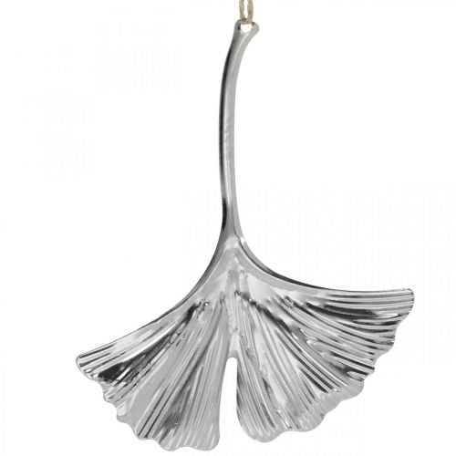 Floristik24 Colgante decorativo hoja de ginkgo, decoración de metal, Adviento, decoración de otoño plata L12cm 12pcs