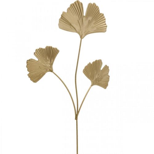 Floristik24 Tapón decorativo de metal rama Ginkgo Ginkgo Dorado 14×28cm 6uds
