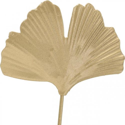 Floristik24 Tapón decorativo de metal rama Ginkgo Ginkgo Dorado 14×28cm 6uds