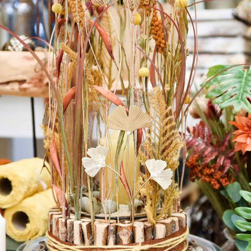 Floristik24 Tapón decorativo de metal rama Ginkgo Ginkgo Dorado 14×28cm 6uds