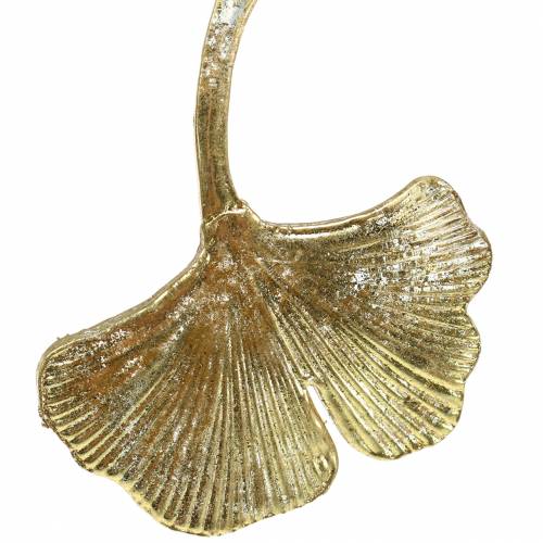 Floristik24 Percha decorativa Hoja de Ginkgo vidrio dorado 8cm × 10cm 2pcs
