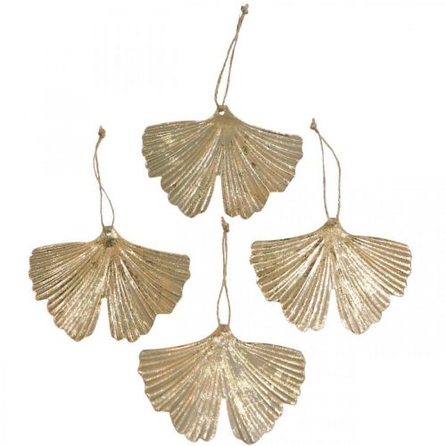 Floristik24 Colgante hoja de Ginkgo Ginkgo vintage metal decorativo 15×11cm 4 piezas