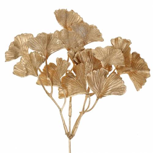 Floristik24 Rama de Ginkgo artificial dorado 35cm 3pcs