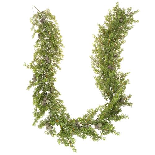 Guirnalda artificial de ciprés con piñas, 180 cm, para mesa y puerta.
