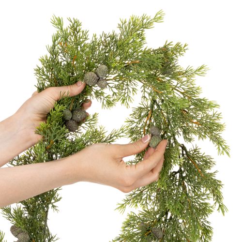 Guirnalda artificial de ciprés con piñas, 180 cm, para mesa y puerta. | Floristik24.es