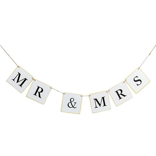 Floristik24 Guirnalda "Mr & Mrs" 85cm Blanco 1pc