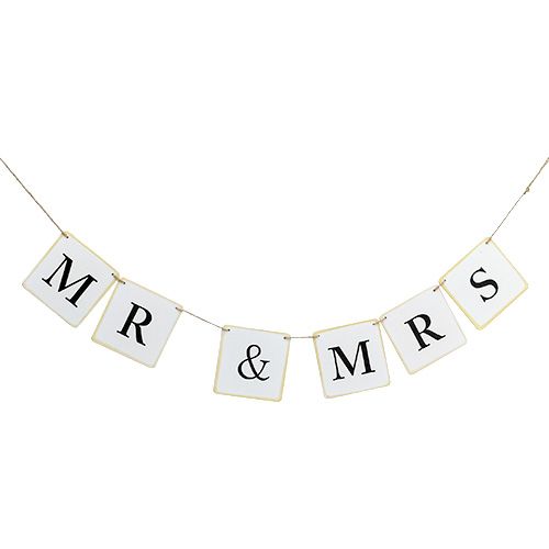 Floristik24 Guirnalda &quot;Mr &amp; Mrs&quot; 85cm Blanco 1pc