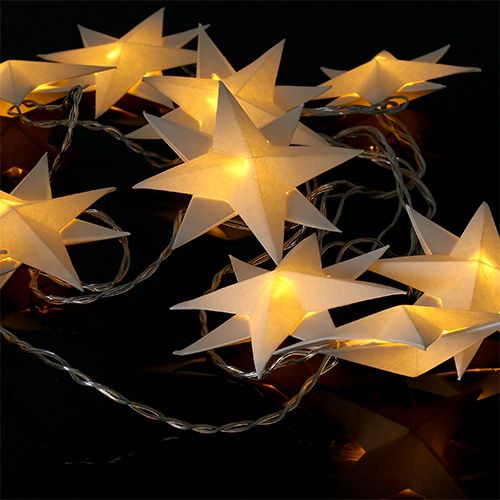 Floristik24 Guirnalda con estrellas de papel 12 luces blanco cálido 220cm