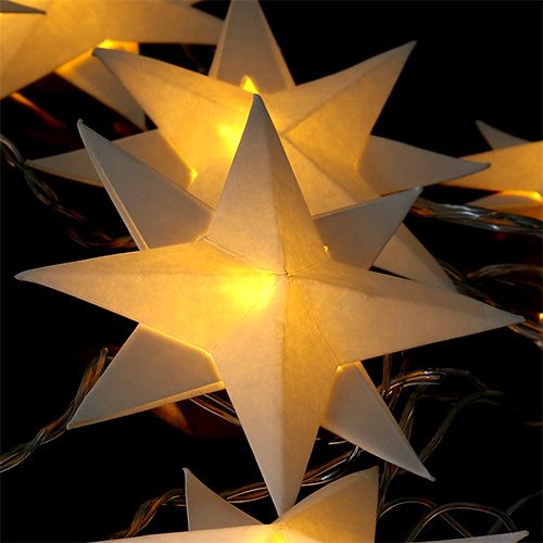 Floristik24 Guirnalda con estrellas de papel 12 luces blanco cálido 220cm