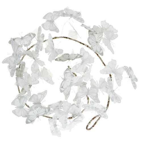 Floristik24 Guirnalda con mariposas blancas 154cm