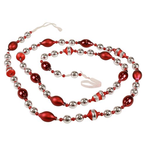 Floristik24 Guirnalda Navidad decoración de cristal rojo plata decoración de ventana 200cm