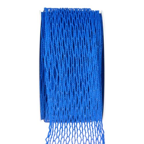 Artículo Cinta de red, cinta de rejilla, cinta decorativa, azul, reforzada con alambre, 50 mm, 10 m