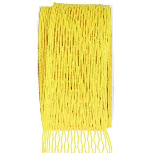 Artículo Cinta de red, cinta de rejilla, cinta decorativa, amarilla, reforzada con alambre, 50 mm, 10 m