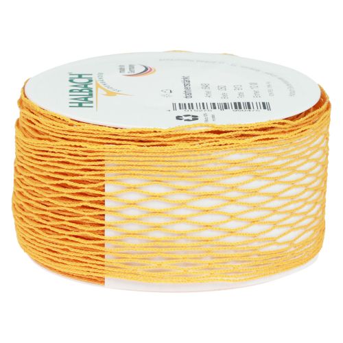 Artículo Cinta de red, cinta de rejilla, cinta decorativa, naranja, reforzada con alambre, 50 mm, 10 m