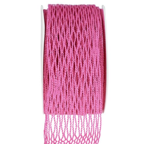 Artículo Cinta de malla, cinta de rejilla, cinta decorativa, rosa, reforzada con alambre, 50 mm, 10 m