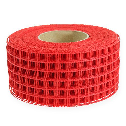 Floristik24 Cinta de malla 4,5cm x 10m roja