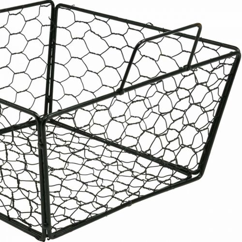 Floristik24 Cesta de alambre con asa cesta de flores metal negro L×W33cm