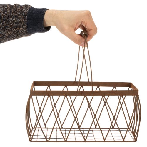 Cesta de alambre, metal, aspecto oxidado, 28x13,5x14 cm, 2 piezas | Floristik24.es