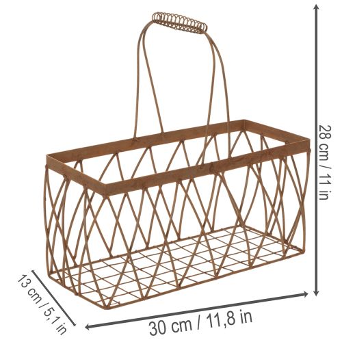 Cesta de alambre, metal, aspecto oxidado, 28x13,5x14 cm, 2 piezas | Floristik24.es