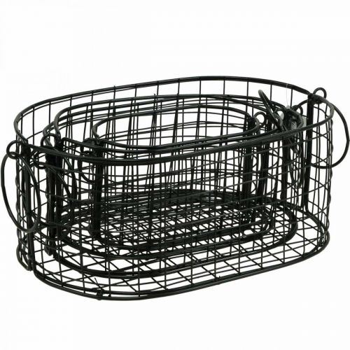 Artículo Cesta de alambre con asas metal negro 17-32cm juego de 4