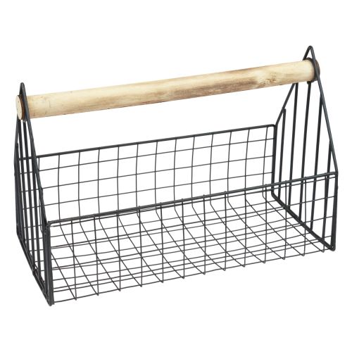 Cesta de alambre cesta de malla cesta para plantas metal negro 35x18x22,5cm