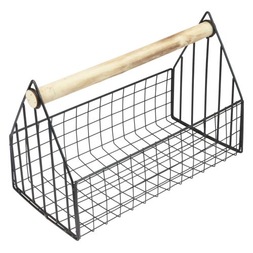 Floristik24 Cesta de alambre cesta de malla cesta para plantas metal negro 35x18x22,5cm