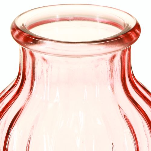 Artículo Jarrón de cristal retro teñido de rosa Ø11cm H14.5cm 2uds