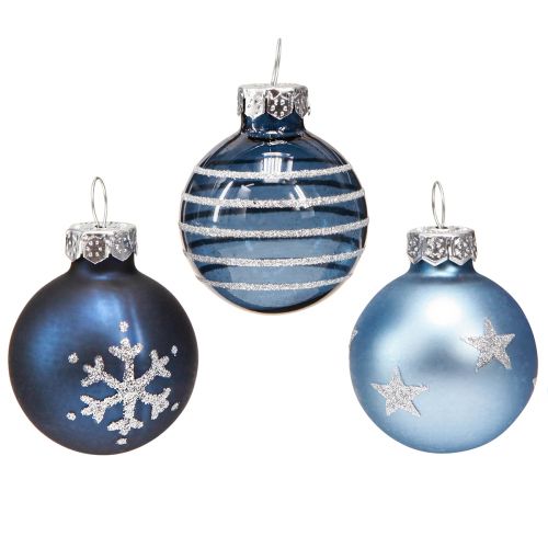 Artículo Bolas de cristal para árbol de Navidad decoración azul plata mini Ø3cm 9 piezas