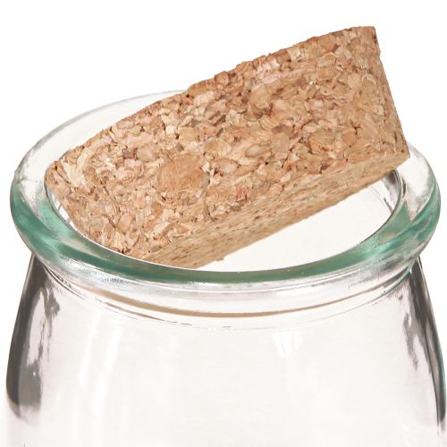 Artículo Decoración de Cristal con Corcho Vintage Transparente Natural Ø7cm H8cm 6 uds