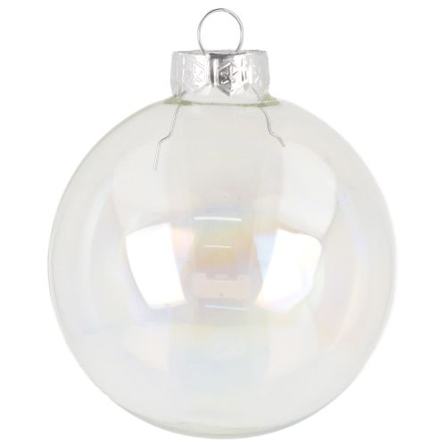 Floristik24 Bolas navideñas de cristal, transparente iridiscente, 7,5 cm, 12 piezas