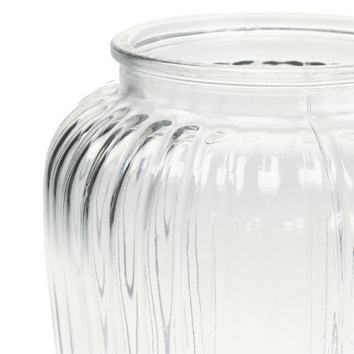 Floristik24 Florero de vidrio acanalado Ø15cm H19.5cm