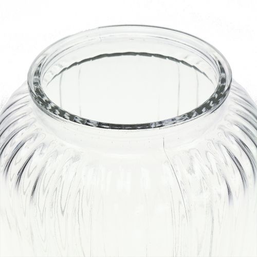 Floristik24 Florero de vidrio acanalado Ø15cm H19.5cm
