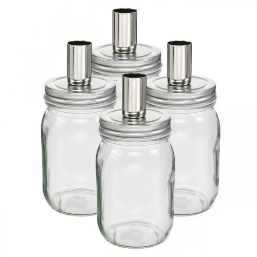 Artículo Vaso decorativo con portavelas decoración de velas Ø8cm H17.5cm 4 piezas