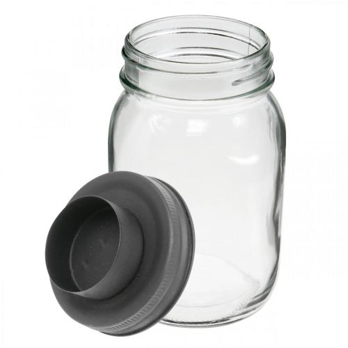 Floristik24 Vaso decorativo con portavelas tapa de metal negro Ø8.5cm H15cm 2pcs