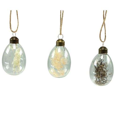 Floristik24 Huevos de Pascua de cristal para colgar huevos de flores secas 6cm 6uds