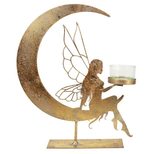 Floristik24 Portavelas de cristal metal decorativo elfos decoración 23×5×28cm