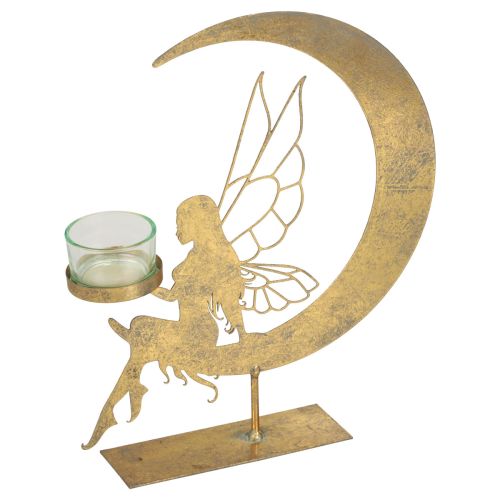 Floristik24 Portavelas de cristal metal decorativo elfos decoración 23×5×28cm