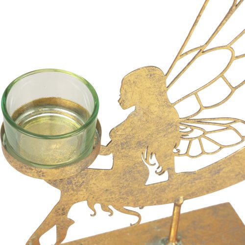 Floristik24 Portavelas de cristal metal decorativo elfos decoración 23×5×28cm