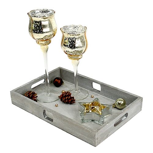 Floristik24 Bandeja decorativa con velas de cristal dorado