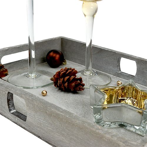 Artículo Bandeja decorativa con velas de cristal dorado